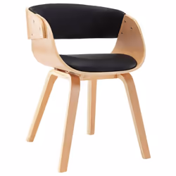 Chaise de salle à manger - Design moderne - Bois courbe et synthétique - Noir - 1 place - Contemporain