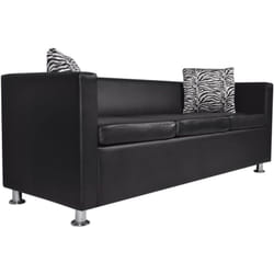 Helloshop26 - Canapé-lit 3 places lit d'invité convertible de salon lit de jour pliable de salle de séjour maison intérieur places similicuir noir