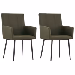 Chaises de salle à manger - Design moderne - Lot de 2 - Tissu marron - Accoudoirs - Intérieur