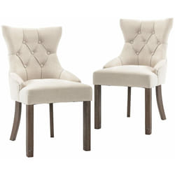 Lot de 2 chaises de salle à manger cuisine design moderne tissu beige CDS020155