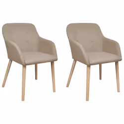 Chaises de salle à manger - Design Scandinave - Lot de 2 - Beige - Tissu - Bois massif