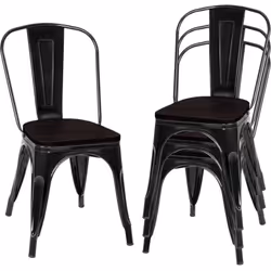 4 x chaises en métal Un cadre en métal renforcé pour apporter en solidité et en stabilité Un siège en orme pour une assise co ...