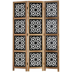 Décoshop26 - Paravent en 3 panneaux séparateur de pièce en bois et mdf noir 170x120 cm PAR06089