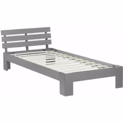 Lit simple 1 personne en bois avec sommier à lattes Le matelas n'est pas inclus Bords et poteaux arrondis Matière: bois de pi ...