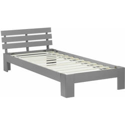 Décoshop26 - Lit simple 1 personnes avec sommier à lattes en bois gris 90x 200 cm LIT06207