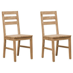 Lot de 2 chaises de salle à manger cuisine design classique bois dacacia massif