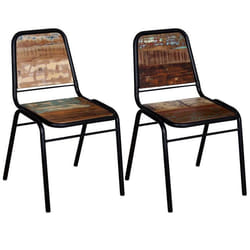 Lot de 2 chaises de salle à manger cuisine style industriel bois de recuperation solide