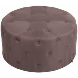 Pouf tabouret repose-pieds capitonné en tissu marron 70x70x37cm TABO10141
