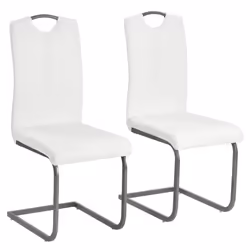 Chaises de salle à manger - Design moderne - Lot de 2 - Cuir artificiel - Métal - Blanc