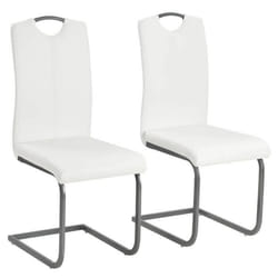 Chaises de salle à manger - Design moderne - Lot de 2 - Cuir artificiel - Métal - Blanc