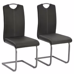 Chaises de salle à manger - Design moderne - Lot de 2 - Cuir artificiel - Gris - Métal