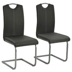 Chaises de salle à manger - Design moderne - Lot de 2 - Cuir artificiel - Gris - Métal