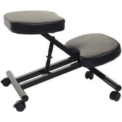 Décoshop26 - Tabouret chaise ergonomique siège assis genoux sur roulettes réglable synthétique noir BUR04100