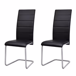 Chaises de salle à manger - Design moderne - Lot de 2 - Cuir synthétique - Noir - Contemporain