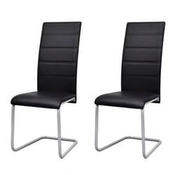 Chaises de salle à manger - Design moderne - Lot de 2 - Cuir synthétique - Noir - Contemporain