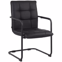 Chaise visiteur - Noname - Fauteuil de bureau - Cuir synthétique noir - Cadre métal noir - 1 place