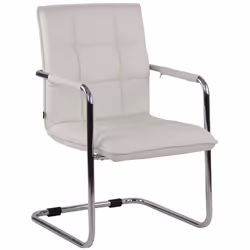 Chaise visiteur - Noname - Fauteuil de bureau - Cuir synthétique blanc - Cadre métal - Confortable