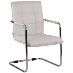 Chaise visiteur - Noname - Fauteuil de bureau - Cuir synthétique blanc - Cadre métal - Confortable