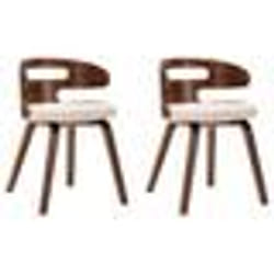 Lot de 2 chaises de salle à manger cuisine design intemporel bois courbe et synthetique crème