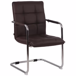 Chaise visiteur - Noname - Fauteuil de bureau - Cuir synthétique marron foncé - Cadre métal - 1 place