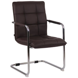 Chaise visiteur - Noname - Fauteuil de bureau - Cuir synthétique marron foncé - Cadre métal - 1 place