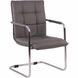 Chaise visiteur fauteuil de bureau sans roulettes en synthétique gris pieds métal Rembourrage confortable Cadre en métal avec ...