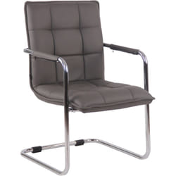 Décoshop26 - Chaise visiteur fauteuil de bureau sans roulettes en cuir synthétique gris cadre métal BUR10468