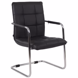 Chaise visiteur - Non spécifié - Fauteuil de bureau - Cuir synthétique noir - Cadre métal - Confortable
