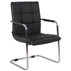 Chaise visiteur - Non spécifié - Fauteuil de bureau - Cuir synthétique noir - Cadre métal - Confortable