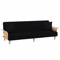 Canape lit avec accoudoirs 224 x 89 x 70 cm tissu noir