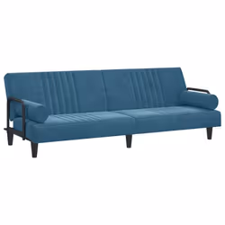 Canape lit avec accoudoirs 205 x 89 x 70 cm velours bleu