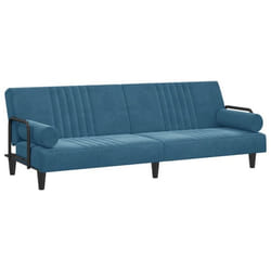 Canape lit avec accoudoirs 205 x 89 x 70 cm velours bleu
