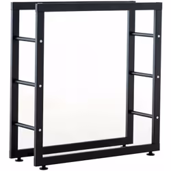 Range-bûches support à bois en métal noir mat Muni de 3 entretoises transversales de chaque côté pour que le bois ne tombe pa ...