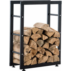 Décoshop26 - Range-bûches étagère support bois de cheminée 25x80x125 cm métal mat noir DEC10028