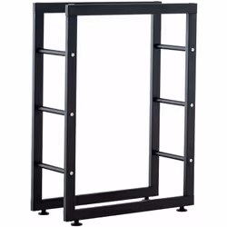 Range-bûches support à bois en métal noir mat Muni de 3 entretoises transversales de chaque côté pour que le bois ne tombe pa ...