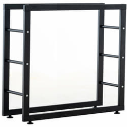 Décoshop26 - Range-bûches étagère support bois de cheminée 25x100x80 cm métal mat noir DEC10026