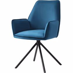 Chaise fauteuil rembourré salon bureau avec accoudoirs rotation 90° en velours bleu Matériel: Revêtement: velours (100% polye ...