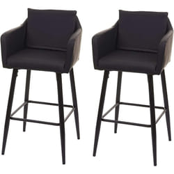 Lot de 2 tabourets de bar avec repose-pieds en synthétique noir et métal noir TDB04065