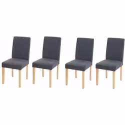 Lot de 4 chaises de salle à manger tissu gris foncé pieds clairs. Assise et dossier rembourrés Coins et bords arrondis Design ...
