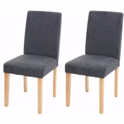 Lot de 2 chaises de salle à manger tissu gris foncé pieds clairs Assise et dossier rembourrés Coins et bords arrondis Design  ...