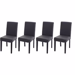 Lot de 4 chaises de salle à manger synthetique gris mat pieds fonces