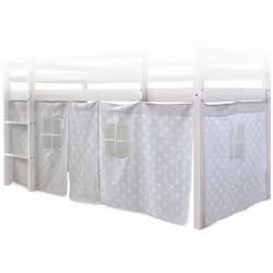 Toile rideau de lit d'enfant avec fenêtre Contour de lit en 3 parties Motif gris avec étoiles Facile à assembler avec des san ...