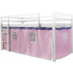 Toile rideau pour lit mezzanine ou surélevé en coton rose clair APE06055