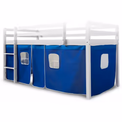 Toile rideau bleu lit d'enfant avec fenêtre Contour de lit en 3 parties Facile à assembler avec des sangles Rideau 100% coton ...