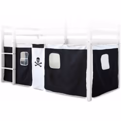 Toile rideau de lit d'enfant avec fenêtre Contour de lit en 3 parties Motif pirate noir Facile à assembler avec des sangles R ...