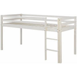 Lit mezzanine mi-hauteur 90x200cm avec échelle en bois blanc LIT06201