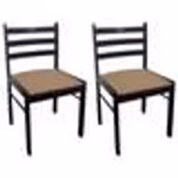 Chaises de salle à manger - Hevea - Lot de 2 - Bois massif - Tissu polyester - Style classique