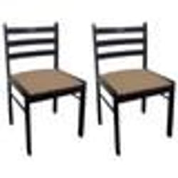 Chaises de salle à manger - Hevea - Lot de 2 - Bois massif - Tissu polyester - Style classique