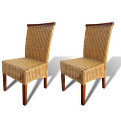 Chaises de salle à manger - Design moderne - Lot de 2 - Rotin naturel - Marron - Intérieur