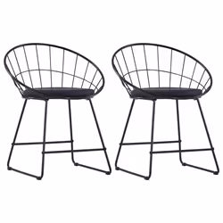 Chaises de salle à manger - Design moderne - Acier noir - Lot de 2 - Confortable - Intérieur